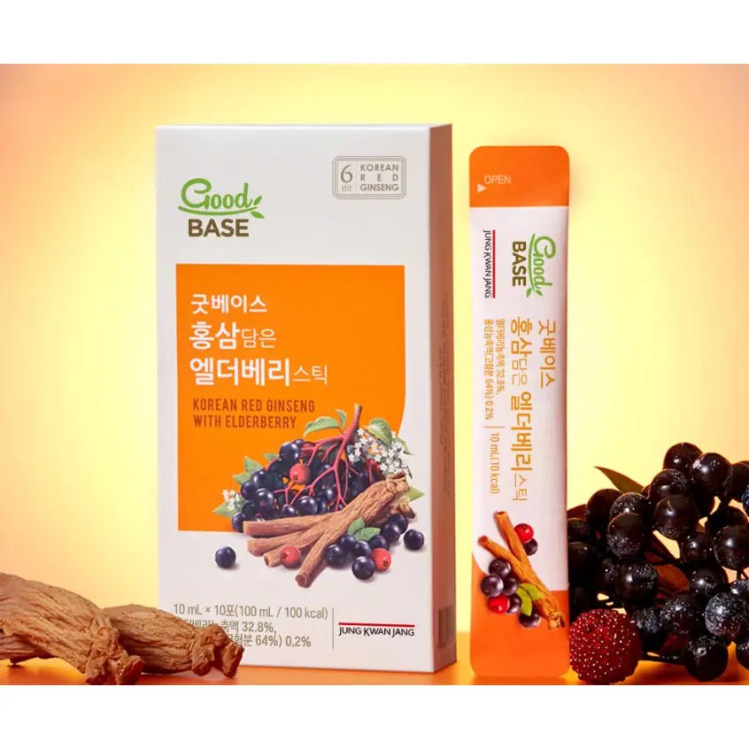 Jung Kwan Jang Good Base Korean Red Ginseng with Elderberry 10ml 30 Sticks - Red Ginseng