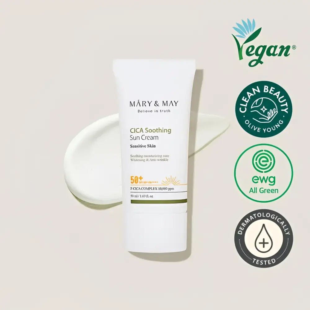 Mary&May Cica Soothing Sun Cream SPF50+ PA++++ 50ml for Sensitive Skin Protection - 50ml