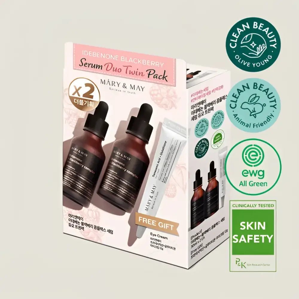 Mary&May Idebenone Blackberry Serum Duo Twin Pack 30ml x2 Antioxidant Anti-Aging Solution - 30ml*2 + 12g