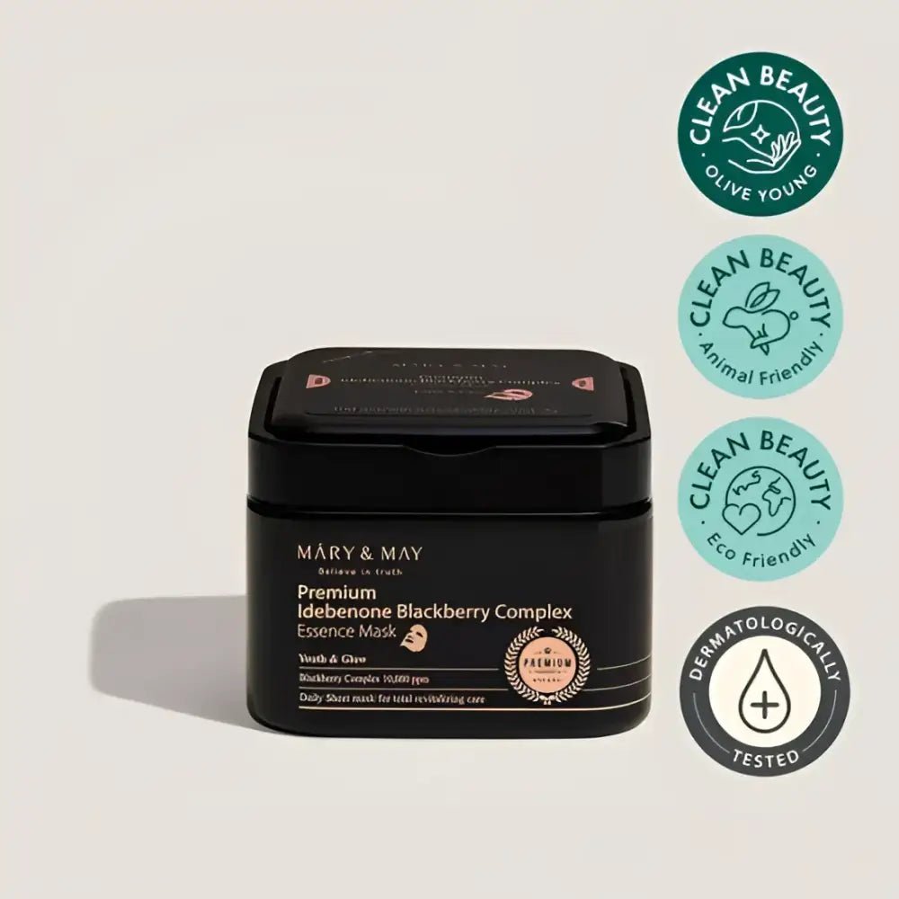 Mary&May Premium Idebenone Blackberry Complex Essence Mask 20EA for Glowing Skin - 20ea