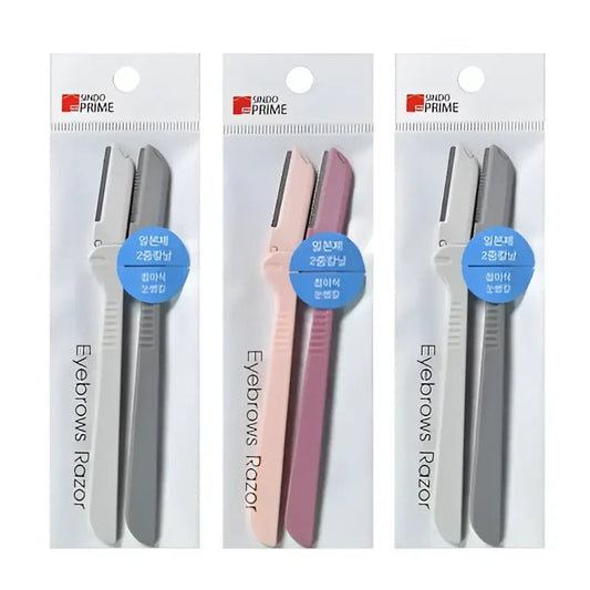 SINDO PRIME Foldable Eyebrow Razor 6P Random Colors Gray Pink - Eyebrow Razor