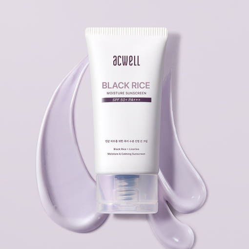 White tube of Acwell Black Rice Moisturizing Sunscreen SPF 50+ PA++++