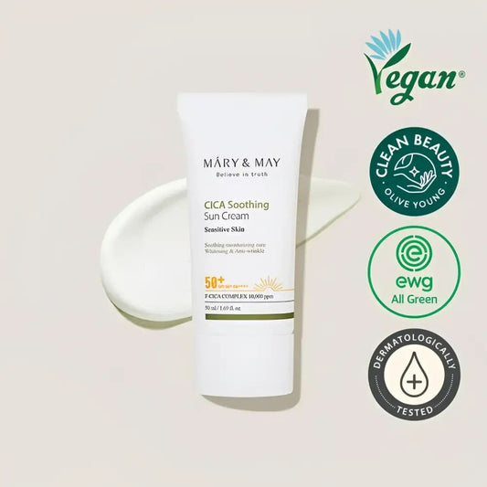 Mary&May Cica Soothing Sun Cream SPF50+ PA++++ 50ml for Sensitive Skin Protection - 50ml