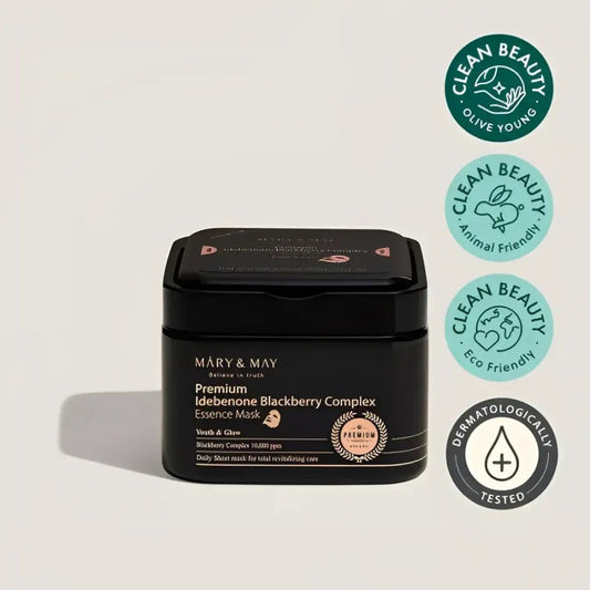 Mary&May Premium Idebenone Blackberry Complex Essence Mask 20EA for Glowing Skin - 20ea