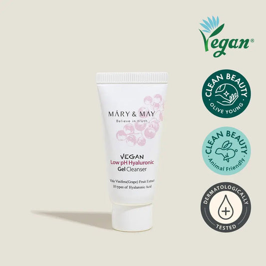 Mary&May Vegan Low pH Hyaluronic Gel Cleanser 30ml Miniature Gentle Hydration for All Skin Types - 30ml