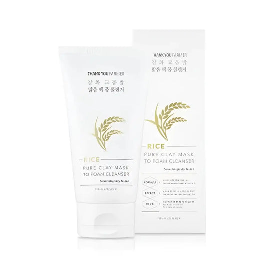 Thank You Farmer Rice Pure Clay Mask To Foam Cleanser 150ml - Cleansing Foam
